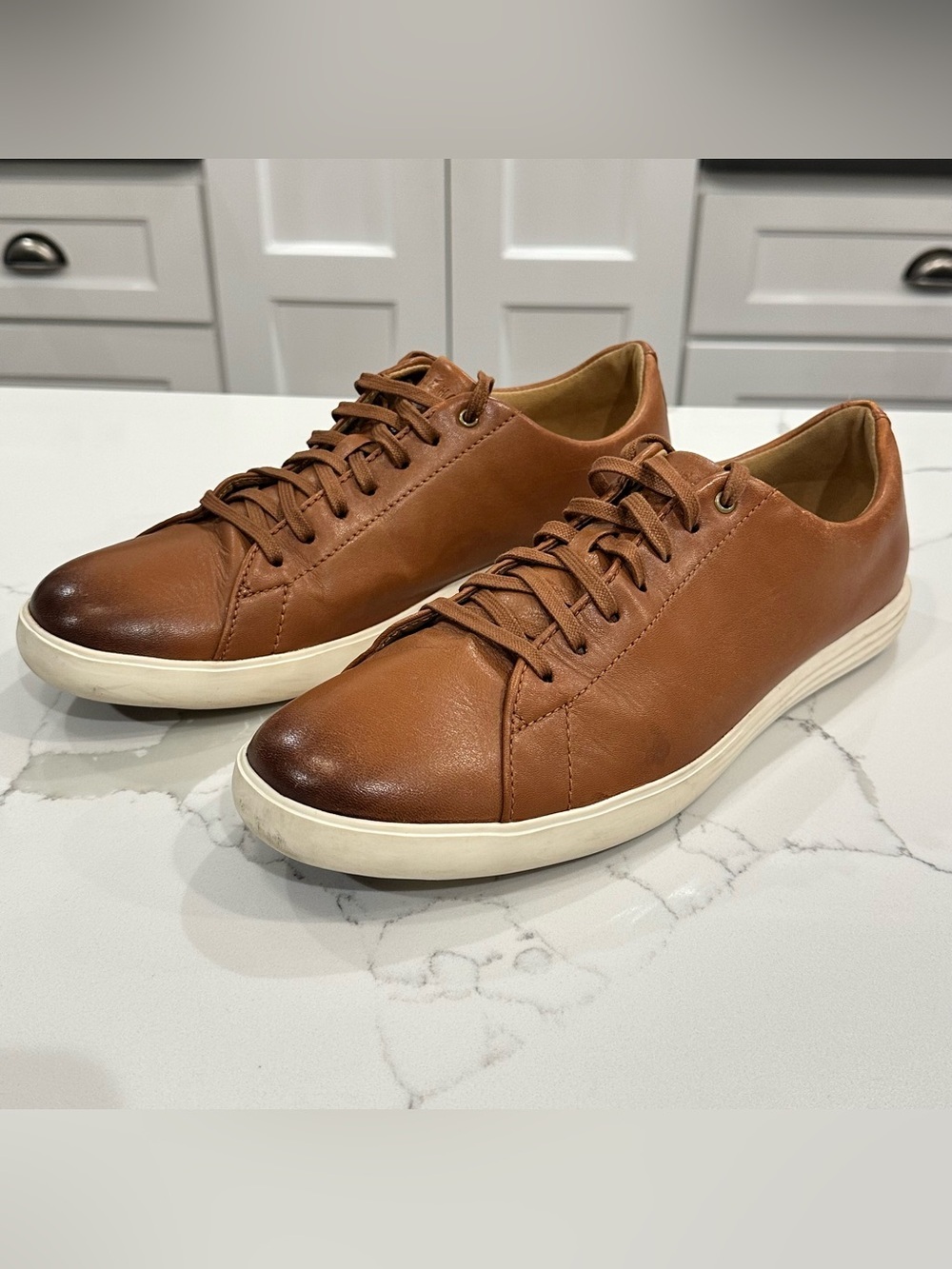 Cole Haan Grand 0S Crosscourt II Mens Leather Shoes 10 Tan Burnished Minimalist